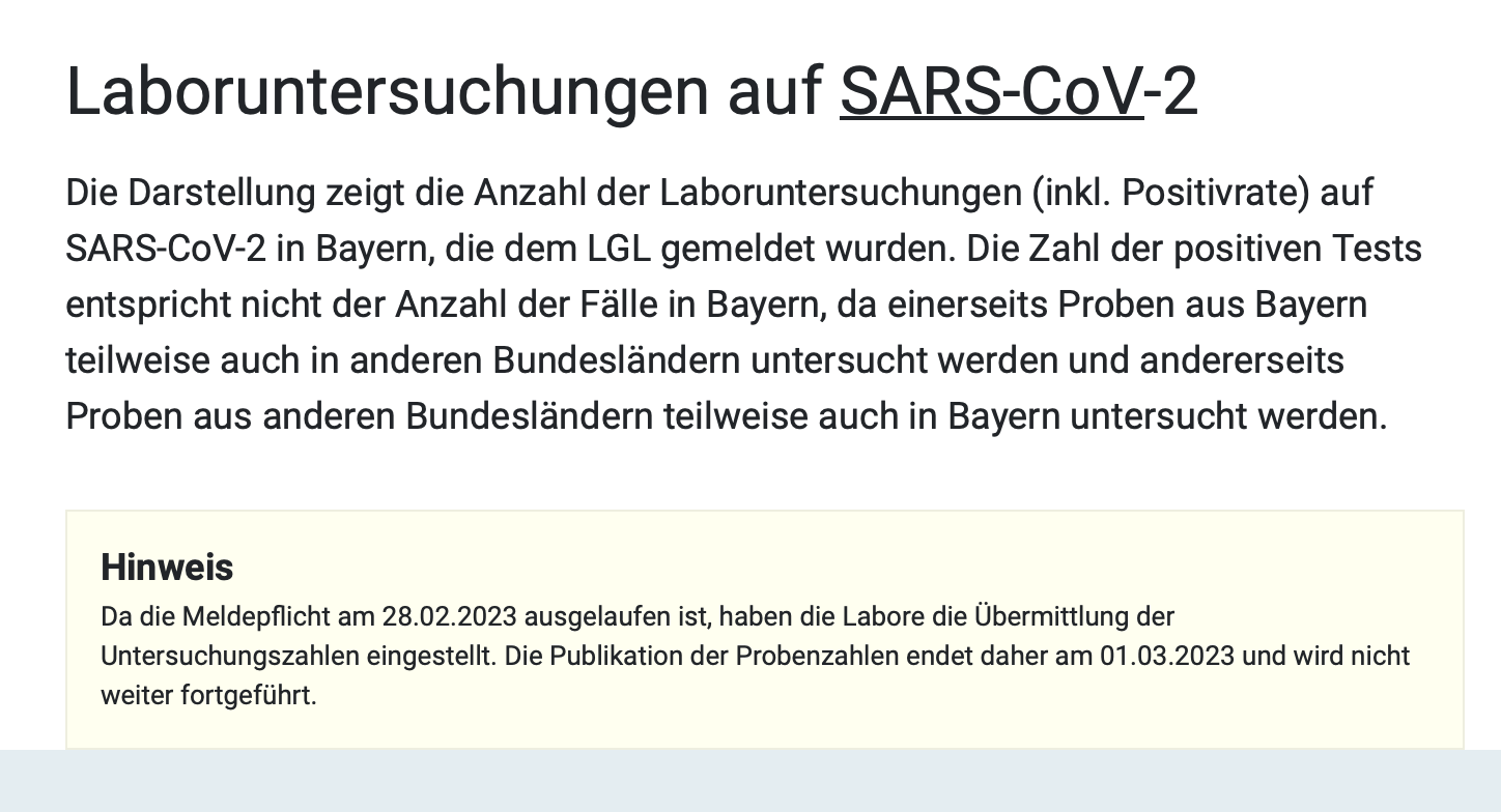 LGL zur Einstellung der Testzahlenveröffentlichung